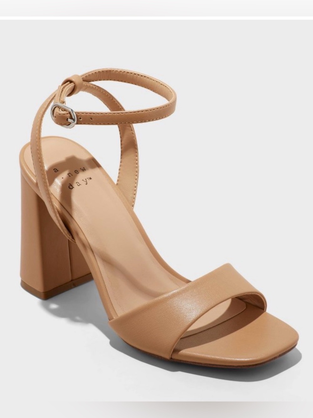 a new day Haley Ankle Strap Block Heels, Tan, 9